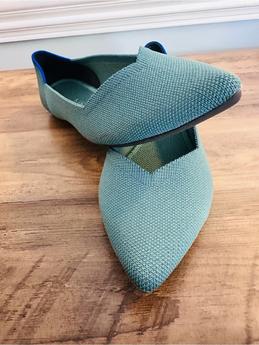 Rothy’s The Point Teal Blue Knit Flats Size 7.5 - Picture 6 of 6